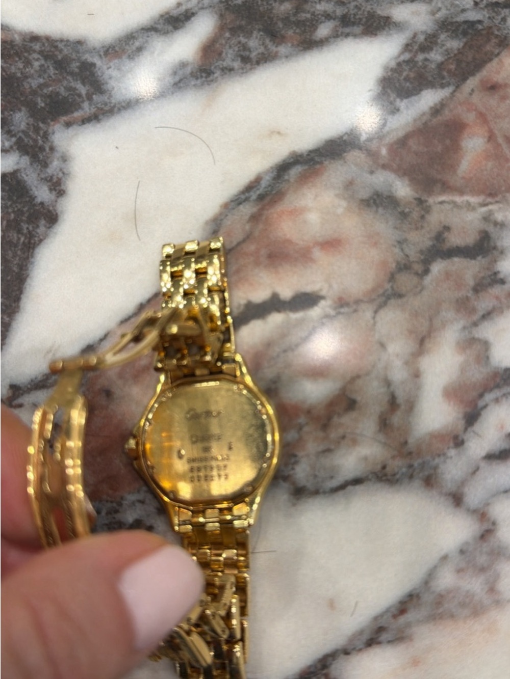 Cartier 18 karat Gold Cougar Watch with White Dial, Blue Hands and diamonds. - Picture 9 of 14